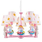 Children's Pendant Light 5 Bulb Multicolor Princess Lampshade