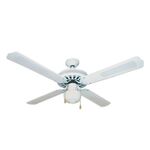 Ceiling Fan 70W 130cm White with Pull Switch & Lamp Holder E27