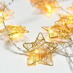 Decorative 10Led String Lights Gold Metal Stars