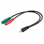 Cable Adapter Stereo mini Jack 3.5mm 1 Male - 2 Female 0.3m Black 4 Pin