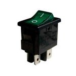 ROCKER MINI 4P SWITCH WITH ON-OFF 8A / 250V LAMPS GREEN