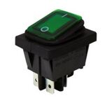 LARGE ROCKER SWITCH 4P WITH LAMP ON-OFF 22A/250V IP65 GREEN WR210 HNO
