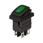 MINI ROCKER SWITCH 4P WITH LAMP ON-OFF 10A/250V IP65 GREEN WR6210 HNO