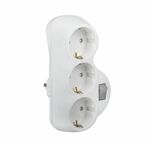 Plug Adapter Schuko in 3 Schuko With Switch White