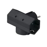 Plug Adapter Schuko 1 in 3 Horizontal Black