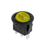 Mini Round Rocker Switch D23 2P ON-OFF 6.5A/250V Yellow with Light