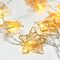 Decorative 10Led String Lights Gold Metal Stars & Timer