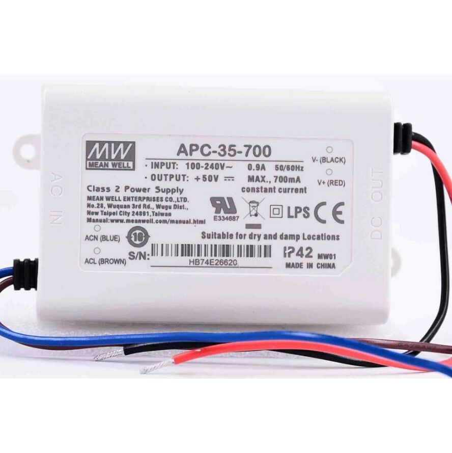 MEAN WELL APC Series 8~35W Constant Current LED Drivers